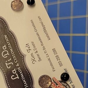 2 pair Earrings Purple Stone Black Ball